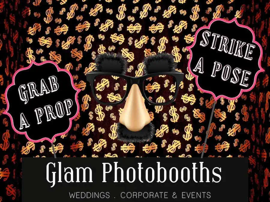 Glam Photobooths Classic Photo Booth Backdrop - Bling Dolla Signs