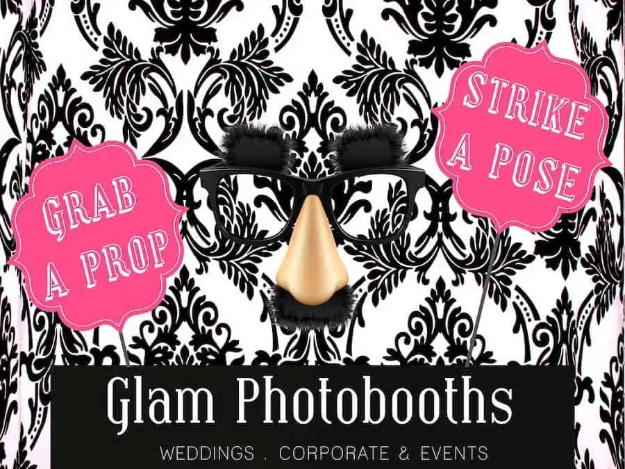 Glam Photobooths Classic Photo Booth Backdrop - Black & White Paisley