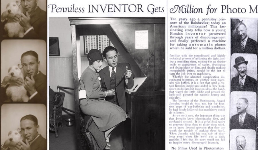 Newspaper article about Anatol Josepho & the invention of the Photomaton Photobooth.