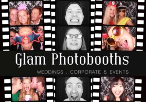 Glam Photobooths logo with photo strips