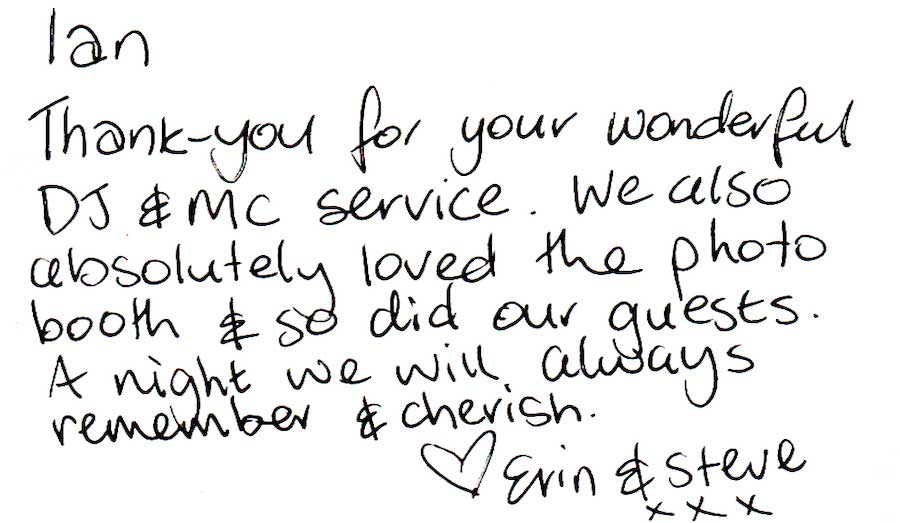 Thank you card from newlyweds - Text